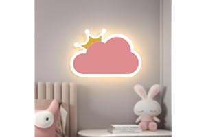 niuniaj Applique da Parete Interno 14W 1550LM Lampada da Parete Interno a Forma di Nuvola,Bianco Caldo Bianco Neutro Bianco Freddo Tricolore, 220V Applique Cameretta Bambina(Rosa)
