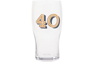 MATURI Vaso de cerveza para 40 cumpleaños, dorado y azul marino, 570 ml / 1 pinta