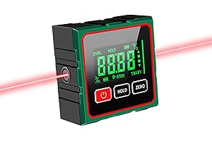 ELIPHONTOWNE Digital Angle Finder - Laser 4 Side Strong Magnetic Digital Angle Gauge Protractor, Bevel Gauge Trend Angle Ruler,Spirit Level Angle Finder Tool, DIY Woodworking Level Box Carpentry Equipment-0210 New