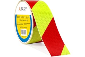 AISEY Reflective Tape Conspicuity Waterproof Yellow/Red Safety Caution Strips Tape Outdoor, Reflector Hazard Tape Stickers, Trailer Reflectors 2” X 30ft, 1 Pack