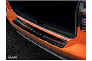 Avisa Black Stainless Steel Rear bumper protector compatible with Volkswagen T-Cross 2019-2024 & FL 2024- 'Ribs'