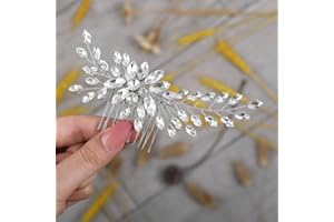 Runmi Fermaglio per capelli da sposa, color argento, con strass, accessorio per matrimoni, per donne e ragazze