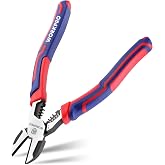 WORKPRO 2 in 1 Diagonal Cutting Pliers for Electric 200 mm, Cr-V | Wire Stripper and Cutter, Non-Slip TPR Handle, for Electri
