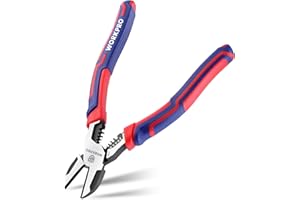 WORKPRO Pince Coupante Diagonale en Cr-V 2 en 1 196mm, Fonction de Coupe et de Dénudage, avec Poignée Bi Matière pour Usage Domestique ou Electricien