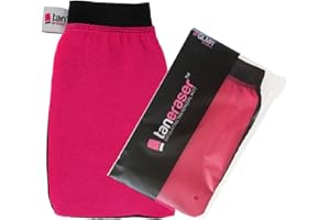 GLMR WORKS Tan Eraser Fake Tan Remover Exfoliating Mitt | Salon Recommended Exfoliator Glove Easily Removes Any Spray or Self Tanner (Pink/Black)