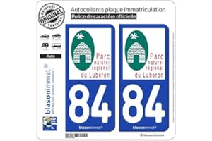blasonimmat 2 Stickers Plaque immatriculation Auto 84 Luberon - Parc Naturel Régional
