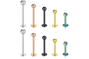 Longita Labret Labio Monroe Anillo Perno 16G Acero Quirúrgico Helix Cartilago Tragus Piercing Oreja Pendientes Joyería con 3mm Bolas de Repuesto