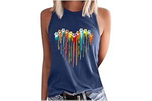 AMHOMELY Women Tops and Blouse Sale,Ladies Sleeveless Summer Sexy Casual Tops Regular Round Neck Printing Sleeveless Vest Tops Loose Sweatshirts UK Size for Christmas Jumper Thanksgiving Valentine's Day