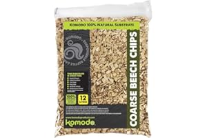 Komodo Coarse Beech Chips Substrate for Reptile Cage Vivarium Habitat Premium Natural Non Toxic Durable Long Lasting Moisture Control Bedding - 12L