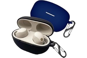easyBee Etui kompatybilne z Sony WF-1000XM5 [z 2 karabińczykami], płynne silikonowe etui, ultracienkie, odporne na uderzenia etui ochronne na słuchawki Bluetooth – czarne i niebieskie