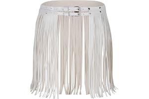 TiaoBug Femme Jupe de Danse Jazz Hip-hop Latine Jupe Ceinture à Franges Glands Tutu Jupe Faux Cuir Ajustable Accessoire de Costume Bal Club