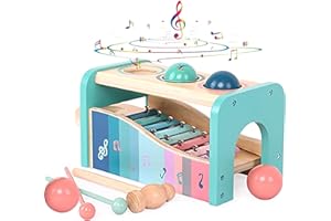 Nukdey Giocattolo di Martellamento in Legno con Xilofono| Educativo Martellante e Martello Giocattoli Musicali Montessori per Bambini dai 3 Anni in su