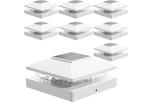 JOFIOS Solar Post Cap Lights Outdoor 8pack, White Waterproof Solar Powered Deck Fence Lights Fit 4x4 Wood/Vinyl Posts, Bright Warm White Solar Fence Cap Decorate Deck, Patio, Porch, Fence