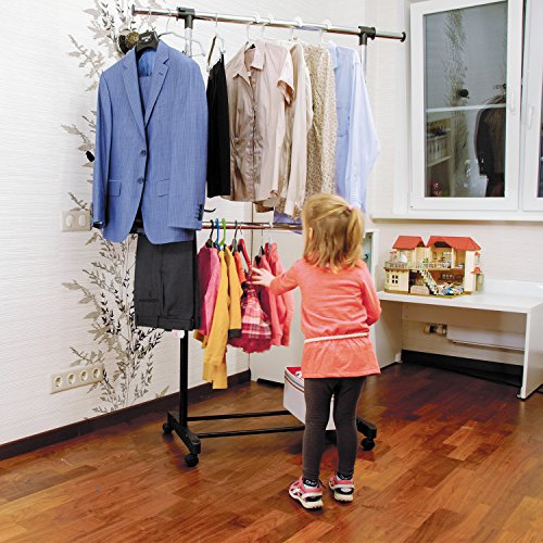 Tatkraft Saturn Teleskop Kleiderständer Verstellbar Länge 84-121.5 Höhe 113-198 cm Robustes Doppelstahlrohr Verchromter Stahl - 4