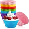 SKY-TOUCH Silicone Cupcake Liners 12Pcs, Reusable Baking Cups Non-Stick Cake Muffin Chocolate Cupcake Liner Baking Cup Mold, Multicolor