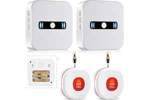 DAYTEE Daytech Salvavita Anziani,SOS Anziani,Campanello per Anziani,Allarme per Anziani per l'assistenza Domiciliare(2 ricevitore + 2 pulsante)