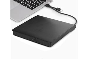 intendvision External CD DVD Drive USB 3.0 Type-C Portable Slim DVD/CD ROM +/-RW +/-R Optical Drive Player Reader Writer Burner for PC Laptop Computer Windows 11/10/8/7 (Black)