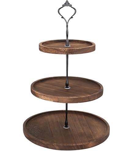 Rustikaler Serviertablett-Ständer Mit 2 Etagen – Farmhouse Design, Aus Holz, Für Kaffee, Bar Oder Als Tischdeko