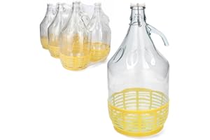 lilawelt24 6 STÜCK 5L Wasserflasche |Glasflasche mit Bügelverschluss |Gallone |GLASBALLON mit Kunststoffkorb |Weinballon