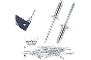 Delsen 100 remaches ciegos de 4,8 mm x 16 mm, surtido de remaches pop, juego de remaches de cabeza de cúpula para construcción, automóvil, remachadora ciega