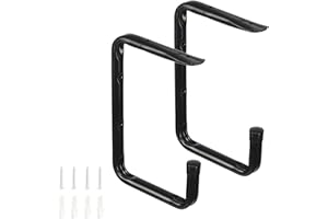 IHOMEPARK Heavy Duty Garage Wall Ceiling Mounted Bike Storage Hooks, Garage Utility Hangers & Organizer for Ladder,Tools, Bicycle (2 Pack, Black)