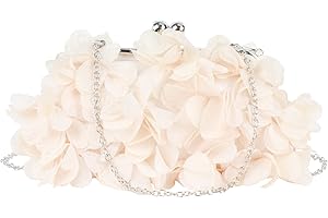 MEGAUK Damen Elegante Handtasche Blumen Clutch Seide Abendtasche Henkeltasche Crossbody Bag mit Kette Kisslock Design