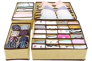 RANJIMA Boite Rangement Tiroir, Boite Rangement Vetement Dressing, Boite Rangement Placard Pliable, Boite Rangement Tiroir pour Soutien Gorge, Cravates, Chaussettes, Foulard