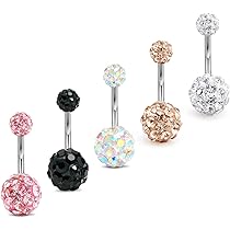 Piercing Ombelico In Acciaio Chirurgico - 2 Pezzi, Cuore Ciondolo, 14G 10mm, Argento - Foto 8