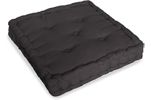 ARTISTIC FASHIONISTA LIMITED 100% Cotton Armchair Booster Cushion Large Square Booster Seat Pad Dining Chair Thick Firm Cushion, Ideal for Home, Office, Garden, Pregnancy, Maternity, Elderly, Post Surgery (Black)