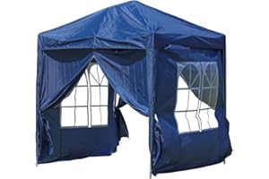 CLIPOP 4 Replacement Side Panels for Gazebo, Waterproof Sunshade 210D Oxford Cloth Replacement Marquee Wall Panels with 2 Window, Exchangeable Side Panel for 2 x 2M Gazebos (2 × 2 m, Blue)