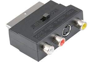 BLKING SCART Adapter，SCART to 3 RCA & S-Video Adapter，Switchable SCART Male to 3x RCA Female,Phono Video Audio Adapter,Convertor Box