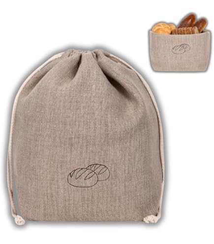 MINISOISO Brotbeutel Leinen 16x38x42cm - Wiederverwendbar & Gefriergeeignet