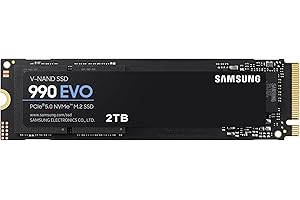 ‎SAMSUNG Samsung 990 EVO NVMe M.2 SSD 2 TB, PCIe 4.0 x4 / PCIe 5.0 x2, NVMe 2.0 (2280), 5.000 MB/s Lesen, 3.200 MB/s Schreiben, Interne SSD für Gaming und Grafikbearbeitung, MZ-V9E2T0BW