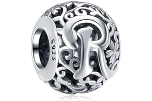 Annmors Charms et Breloques Femme Lettre A-Z en Argent 925 pour Bracelet