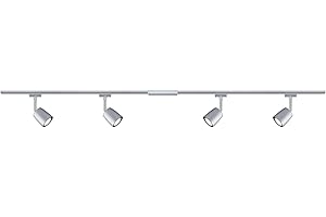 ‎PAULMANN Paulmann 96900 LED Ceiling Light U Rail, Rail System, Spotlight Set, Tubo, Ceiling Light, Swivelling, Spot, Ceiling Spotlight, 4-Bulbs, Chrome, Matt, 3000 K, Warm White, 5 W