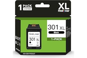 FIRSTONER 301XL Negro Cartuchos de Tinta, Cartucho de Tinta 301XL Negro Repuesto para HP 301 Cartuchos de Tinta Negro para Deskjet 1000 1050 1510 2050 2510 2540 OfficeJet 2620 2622 Envy 4500 4502 5530(1 Negro)