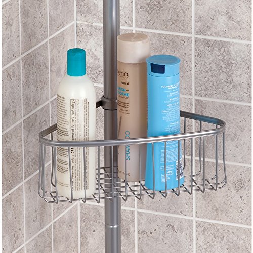 InterDesign York Teleskop Duschregal | mit Handtuchhalter und Haken | hochwertige Duschablage ohne Bohren | vierfacher Duschkorb für mehr Stauraum | Metall silber lackiert - 5