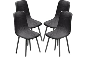 KELUINA Mid Century Modern Chair Covers Set of 2/4/6, Style Shell Dining Accent Side Chair, Upholstered (Dark Gray, 4 PCS)