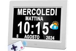 Véfaîî Sveglia Digitale Orologio 2.0, 19 Allarmi & Promemoria Personalizzati, 10 Opzioni Oscuramento Automatico, Datario Non-Abbreviato per Anziani Ipovedenti, Demenza