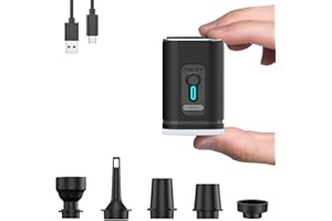 XNDRYAN Air Pump for Inflatables, Tiny and Portable Air Pump with 5 Nozzles Mini Air Bed Pump Electric Pump for Inflatables & Deflating for Pool Floats Swimming Pool Air Mattress Vacuum Bags