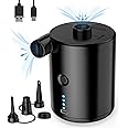 SLEEPHEAD®Electric Air Pump for Inflatables, 4000mAh Battery Type-C Portable Rechargeable Air Mattress Pump, includes 4 Nozzles，Inflator/Deflator Pumps for Pool, Boats, Camping, Swimming Ring