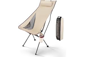 GXPJYCFOB Chaise de Camping Pliante Portable,Petite Chaise Pliante ultralégère pour Adulte,Ultra Légère Chaise de Plage avec Sac de Transport,Mini Exterieur Fauteuil Camping Pliable,Supports 150KG Beige