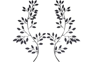 CREATCABIN 2 szt. metalowe drzewo liść dekoracja ścienna winorośl gałąź oliwna liść sztuka ścienna wiszące żelazo czarne dekoracje prezentowe do wewnątrz na zewnątrz sypialnia salon parapetówka