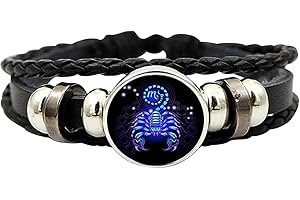 BOMMFU Bracelet D'esp-rit De Signes du Zodiaque Bracelet D'esp-rit Astrologique 12 Constellation Bracelets en Cuir PU Unisexe, Bijoux du Zodiaque Cadeaux pour Femmes Hommes
