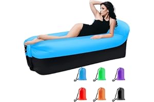 DERJLY Inflatable Lounger Air Sofa, Outdoor Portable Inflatable Couch Anti Leakage Air Chair with Bag for Travelling, Camping, Hiking, Pool and Beach Parties