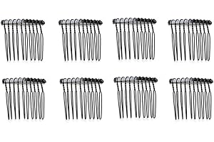 QUUPY 10 PCS 10 Teeth/4cm Long Hair Clip Combs Metal Wire Hair Combs Wire Twist Bridal Wedding Party Comb Barrettes Hair Pins Veil Hair Comb Bulk For Women Girls (Black)