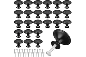 SHANHAIKX Matt-Schwarz Schubladenknopf,25 Packung Schwarz Edelstahl Runde Griffe,Schubladengriffe,Schubladenknopf Mit Legierung Installieren Schraube Für Kabinett Schublade Kommode Küche