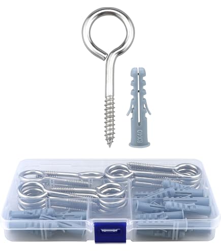 Gancio Vite Vite Con Occhiello In Acciaio Inox V2A - M8 X 80mm, Confezione Da 10 Pezzi Gancio Filettato M8