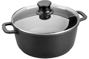 Lacor 25828 Faitout Fonte d'Aluminium Forte avec Couvercle Verre Diamètre: 28 cm