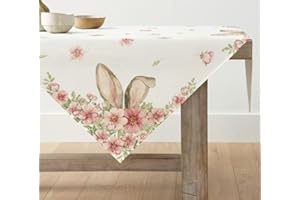 ‎ARTOID MODE Artoid Mode Blumen Hasenohren Osterei Ostern Waschbare Tischwäsche, Saisonaler Frühling Küche Tisch Dekoration Drinnen Urlaub Party Dekor 85x85 cm